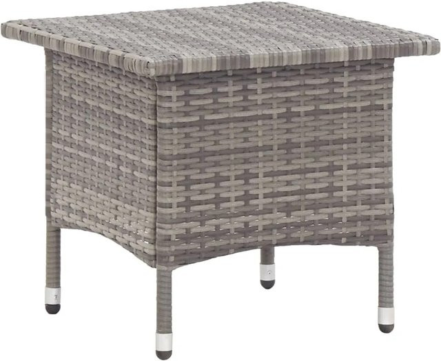 vidaXL Beistelltisch aus Poly Rattan in Grau mit Stahlgestell, B/T/H: 50 x 50 x 47 cm - Bild 1
