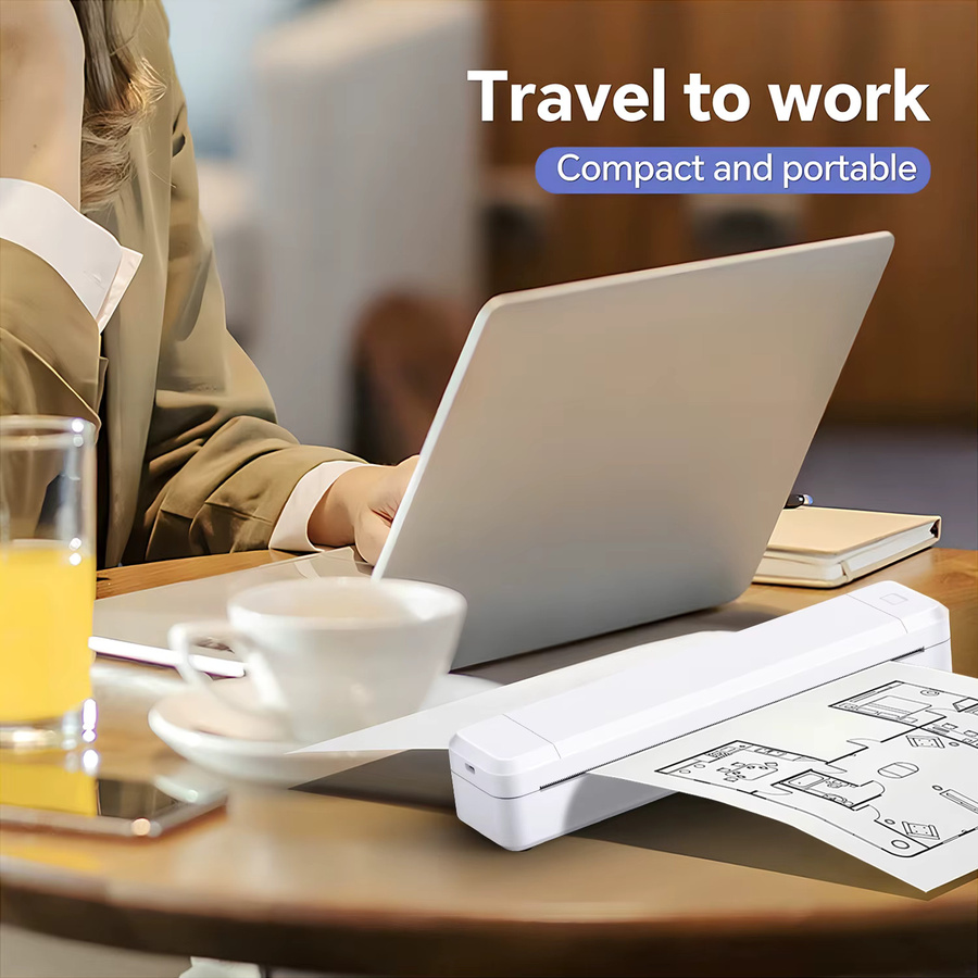 Marklife X8 Kabelloser Tragbarer Thermodrucker in Weiß, Tintenlos, Unterstützt A4 und iOS für Reisen, Zuhause und Büro - Bild 2