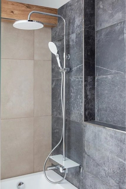 Swiss Aqua Technologies Duschsystem Rain mit Wannenthermostat, Regenduschkopf 25,4 cm und Handbrause, Chrom und Weiß - Bild 1