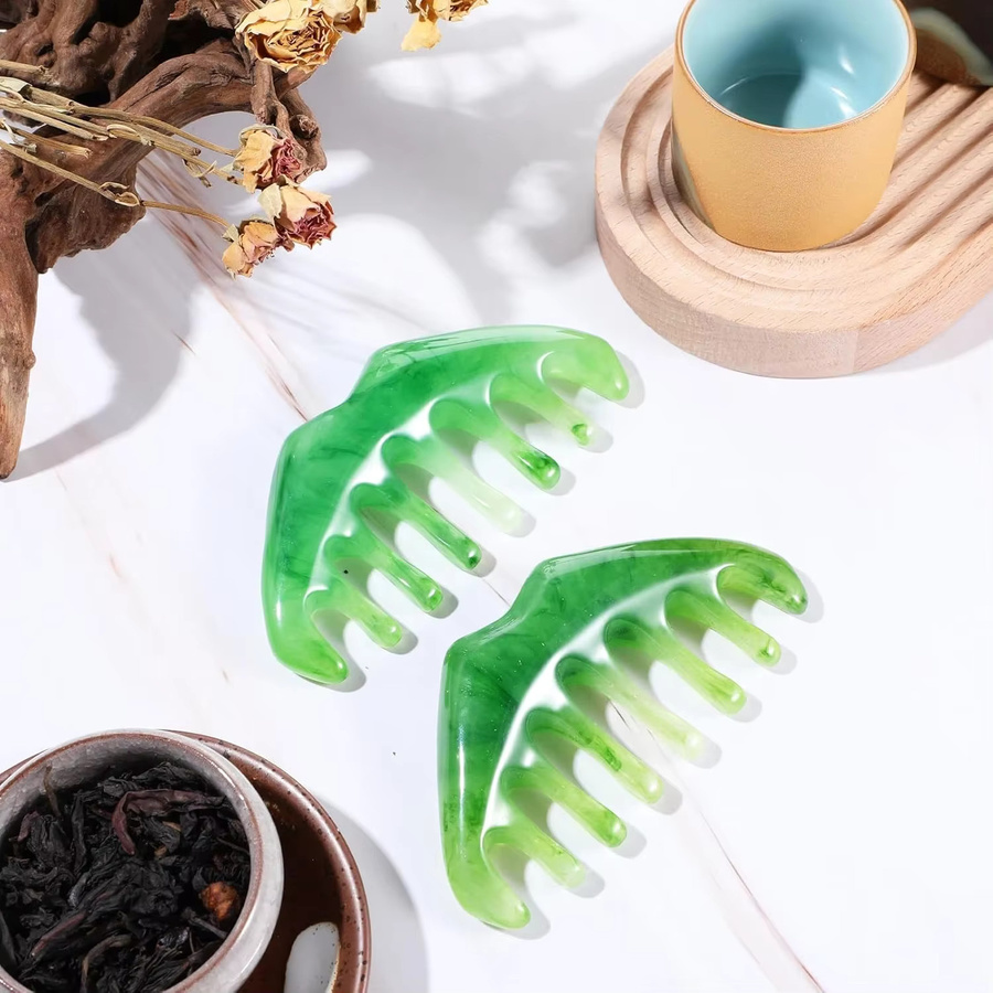 Gua Sha Massagekamm für Gesicht, Kopfhaut und Körper, Naturharz, Unisex - Bild 4