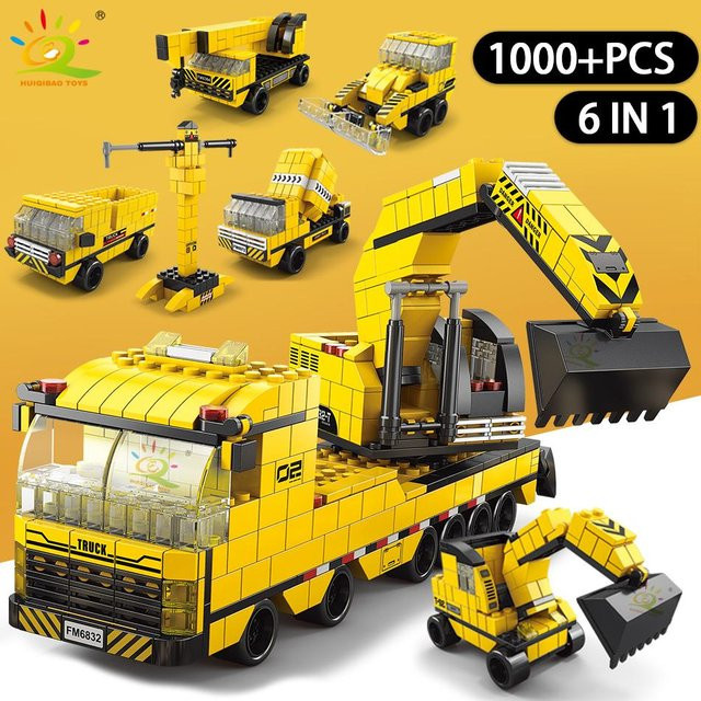 Discover Intime 6in1 Ingenieur-Kranwagen Bausteine, Fahrzeuge, 1000 Teile - Bild 1