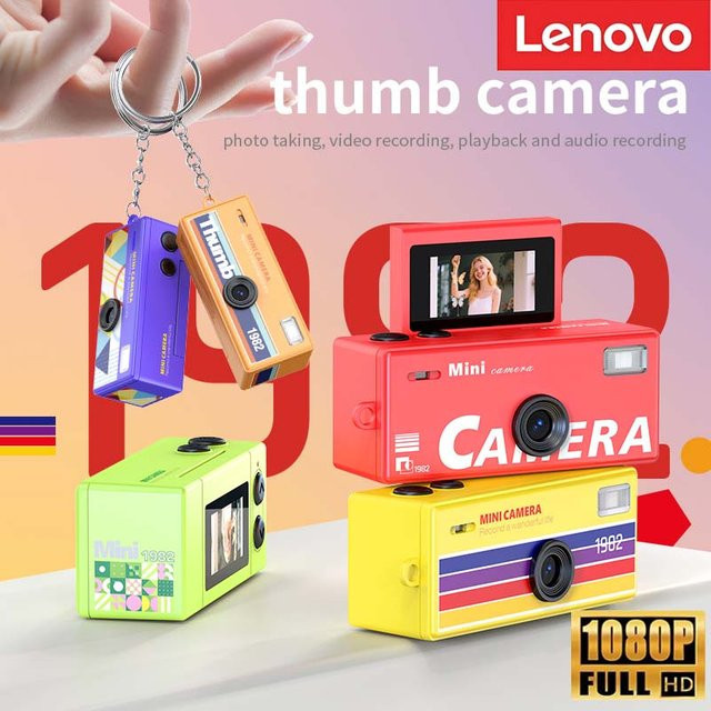Lenovo Mini Digitale Vlog-Kamera mit 180 Grad Flip-Cover, Retro CCD-Kamera in Pink, 1080P HD Auflösung - Bild 1