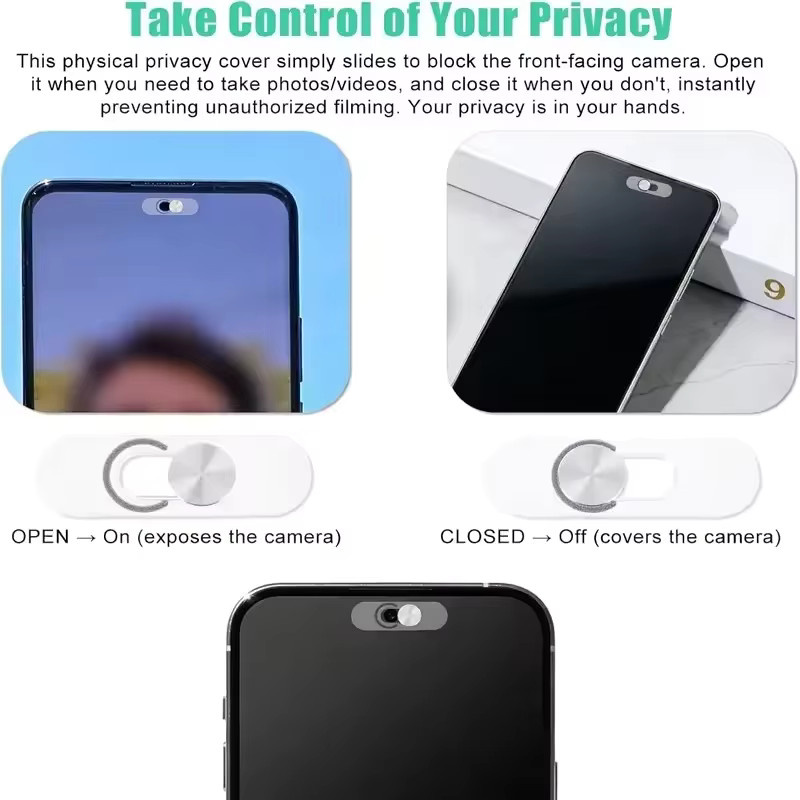 Ultradünner Metall-Kameraschutz-Schieber für Samsung, iPad, MacBook und Laptop in Schwarz zum Datenschutz als Anti-Spy Objektivaufkleber - Bild 3