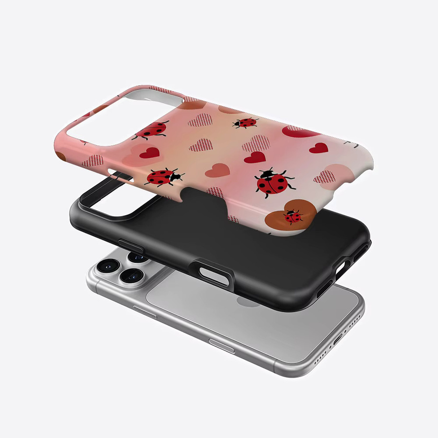 Aurea Case Matte Bumper MagSafe Schutzhülle für iPhone 17 16 15 14 13 Pro Max Pink Ladybug Herz - Bild 2