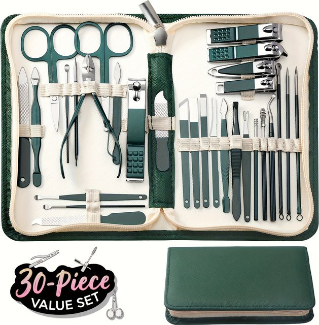 Ouriner Nagel- und Zehennagel-Clipper-Set, 30-teilig, Deep Green, Unisex - Bild 1