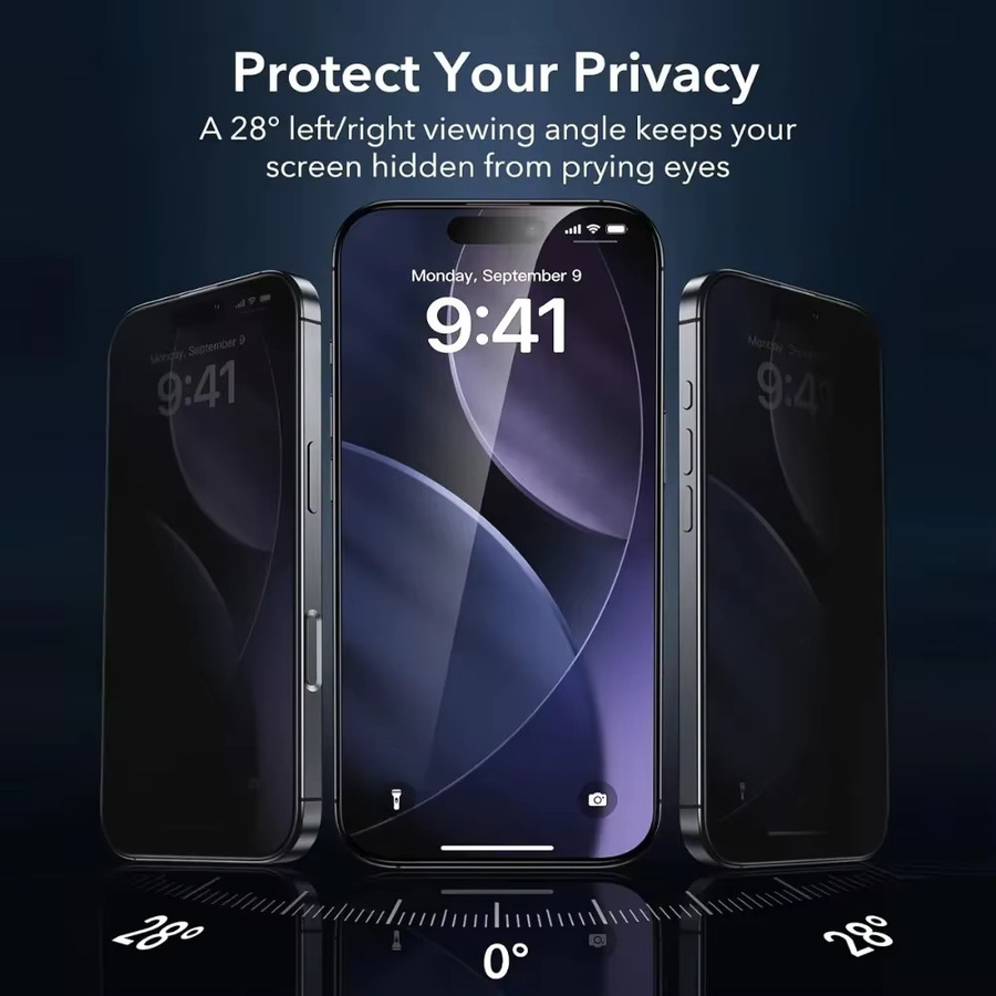 2 Stück Anti-Spionage-Displayschutzfolie aus gehärtetem Glas für Apple iPhone 17 16 15 14 13 12 11 Pro Max Air Plus XR XS - Bild 2