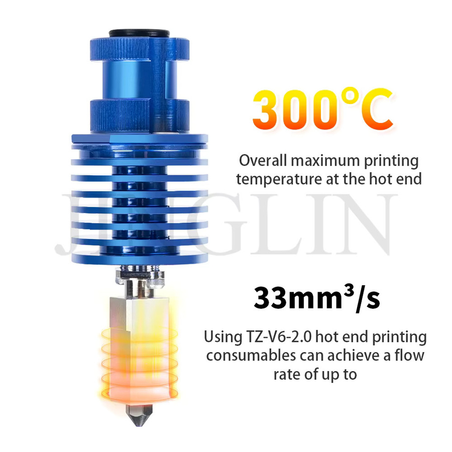 JINGLIN TZ V6 2.0 Hotend-Kit für Creality Ender 3, Ender 3 PRO, Ender 3 V2, CR10, VORON 2.4 und Prusa in Blau - Bild 2