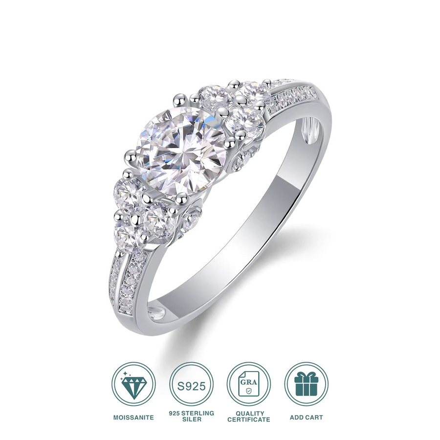 JIUZUAN Moissanit-Ring, 925 Silber, 18K Vergoldet, Damen - Bild 2