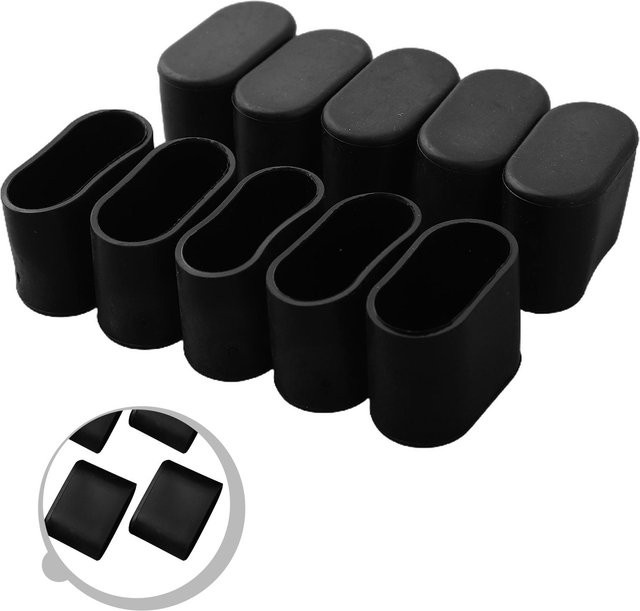 Ovale Stuhlbein-Kappen von Warmer home als Bodenschutz für Gartenmöbel in Schwarz, Durchmesser: 15 mm, Höhe: 30 mm - Bild 1