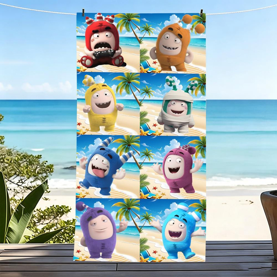 O-Oddbods Mikrofaser Strandtuch Multicolor, schnelltrocknend und sandfrei, B/H: 60 x 35 cm - Bild 1