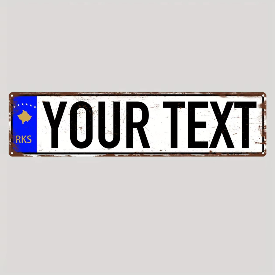 Personalisierbares Retro-Wandschild aus Metall von CIFBUY mit Text oder Foto, weißes Hausname- und Nummernschild im rustikalen Bauernhaus-Stil, Breite: 39,9 cm, Höhe: 9,9 cm - Bild 3