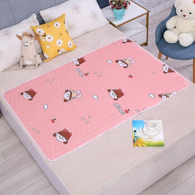 Happypilot Wasserdichte und atmungsaktive Matratzenschonmatte für Babys und Kleinkinder, Pink, Baumwolle, mit niedlichem Tier-Motiv - Bild 1