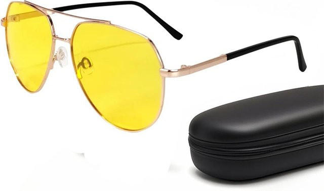 BOLGARENI Sonnenbrille Aviator, Vollrand, Metall, Gelb, Unisex, polarisiert - Bild 1