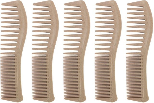 Koogeelife Breitzahnkamm aus Weizenstroh, 10 Stück, Unisex, beige - Bild 1