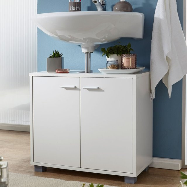 FineBuy Waschbeckenunterschrank FB37117 Badschrank in Weiß, B/T/H: 60 x 30 x 55 cm - Bild 1