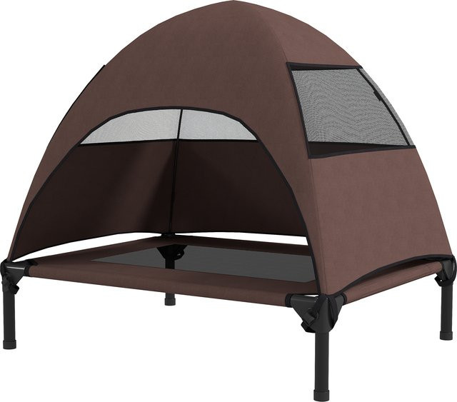 PawHut Hundeliege Outdoor mit Dach und erhöhtem Boden, Kaffee, B/T/H: 61 x 76 x 71 cm - Bild 1