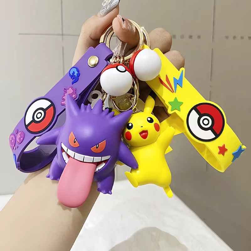 Bandai Pokémon Pikachu Gengar Cubone Snorlax Mimikyu Anime Actionfiguren, Schlüsselanhänger, Taschenanhänger, Kunststoff - Bild 2