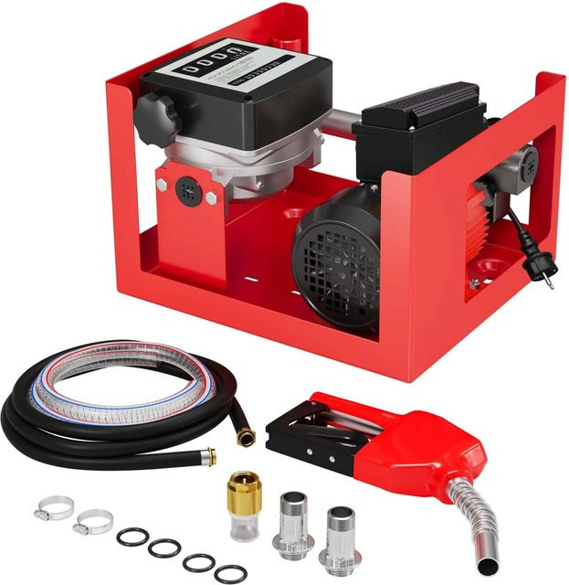 Wiltec Heizöl- und Dieselpumpe 230V/600W mit Pistole in Rot/Schwarz, Fördermenge 40L/Min, selbstansaugend - Bild 1