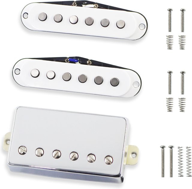 PHRILAM E-Gitarren-Tonabnehmer-Set ST Single Coil und LP Style Double Coil in Weiß zur Klangmodifikation - Bild 1