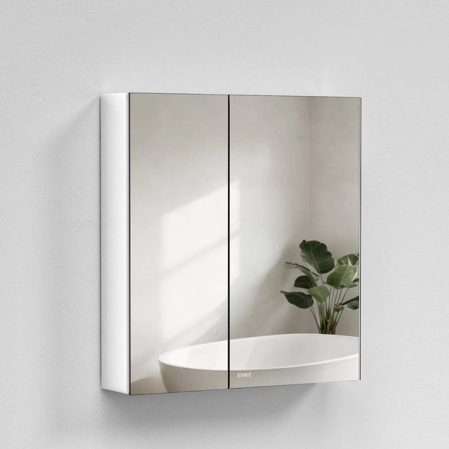 Emke Spiegelschrank Weiß 2-türig für das Badezimmer B: 75 cm, H: 65 cm - Bild 1