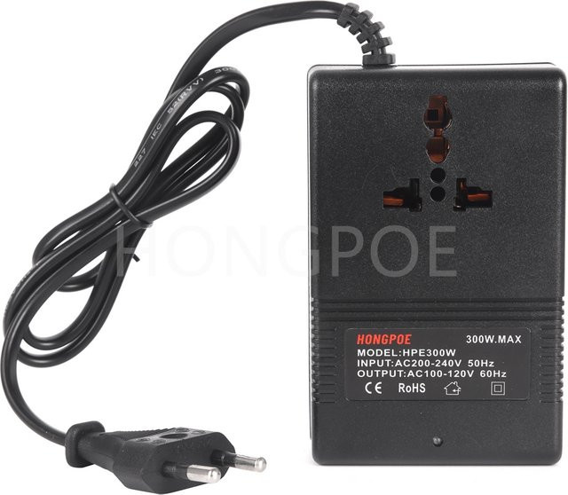 Spannungswandler 300W Abwärts Transformator 220V auf 110V Reiseadapter in Schwarz - Bild 1