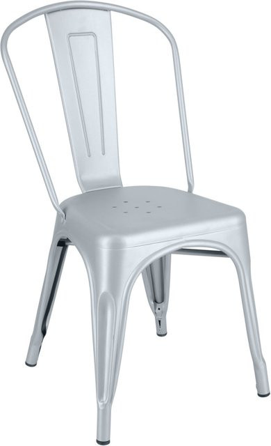 PULSIVA Bistrostuhl Ferano im Industriedesign aus Stahl, silber, 2er Pack, B/T/H: 45 x 51,5 x 85,5 cm, stapelbar - Bild 1