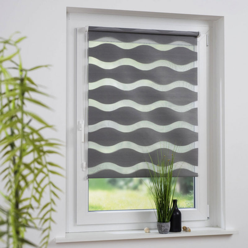 LIEDECO Klemmfix-Duo-Rollo aus Stoff, semi-transparent, grau, B: 150 cm, H: 70 cm, T: 70 cm - Bild 2