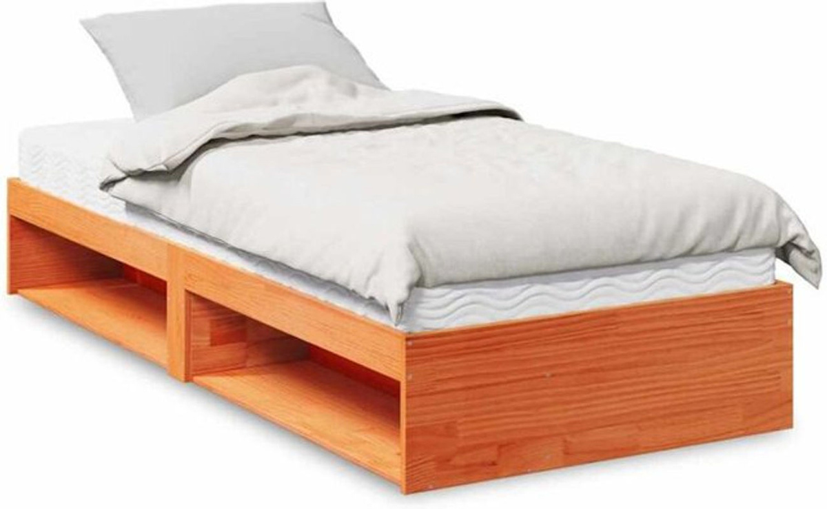 vidaxl Tagesbett aus Massivholz Kiefer mit Matratze, Farbe Wachsbraun, B/T/H: 200 x 100 x 30 cm - Bild 1