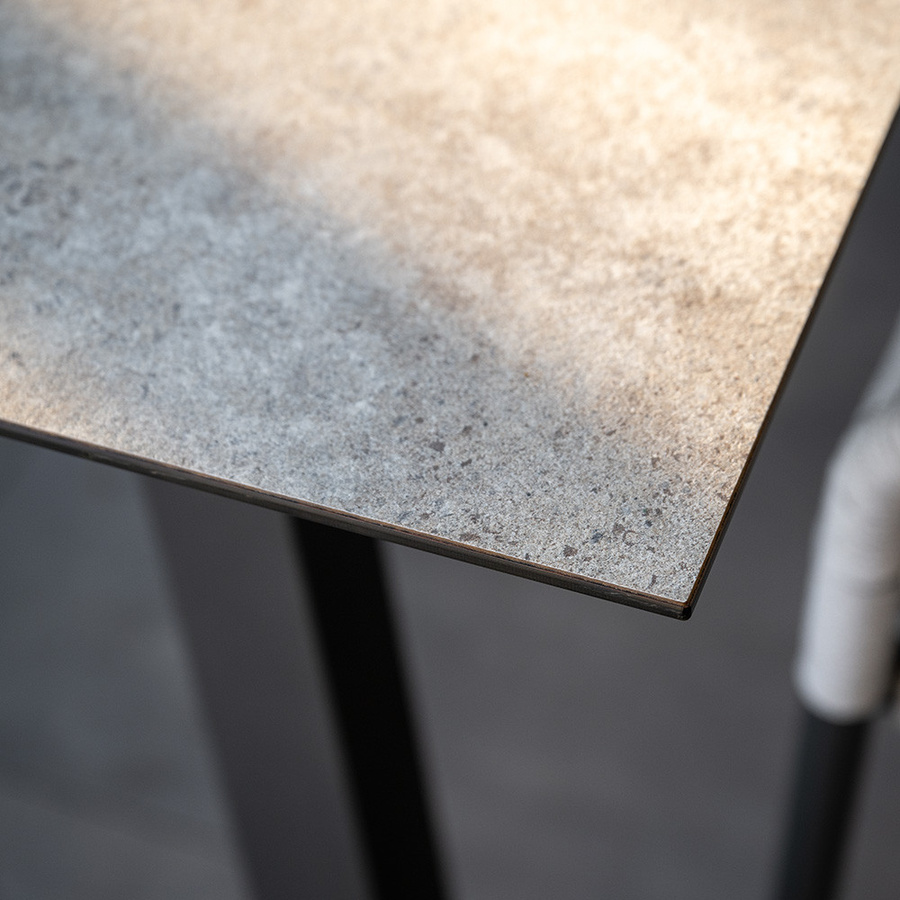 Stern Tisch Interno mit Rundrohr-Gestell aus Edelstahl und Silverstar 2.0 Quartz Tischplatte in Silver/Grey, B: 180 cm, T: 100 cm - Bild 3