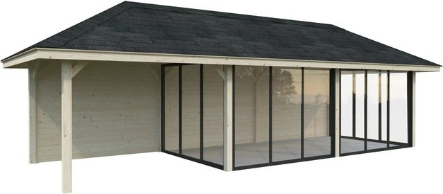 PALMAKO Pavillon Bianca Set 218 Slide aus Fichtenholz in Braun mit transparentem Zeltdach, B/H/T: 876 x 319 x 300 cm - Bild 2