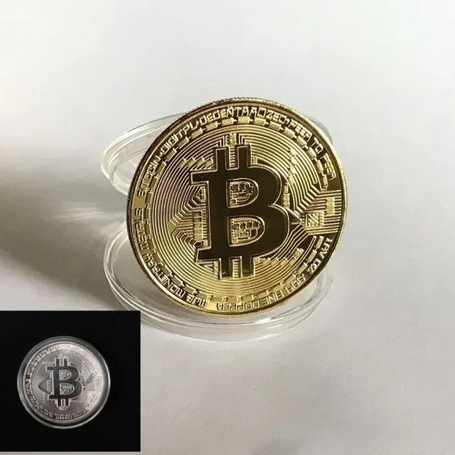 Bestbags Antike Bitcoin Kryptowährung Sammelmünze aus Metall in Gold und Silber - Bild 1