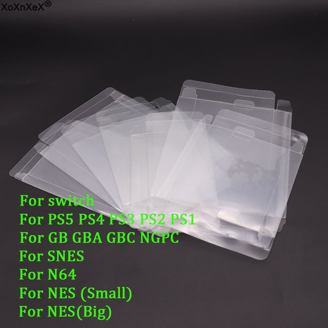 2er-Set transparente Schutzhüllen aus Kunststoff für Spielepatronen von PS5, Nintendo Switch, N64, NES, SNES, GB, GBA, GBC und NGPC - Bild 1