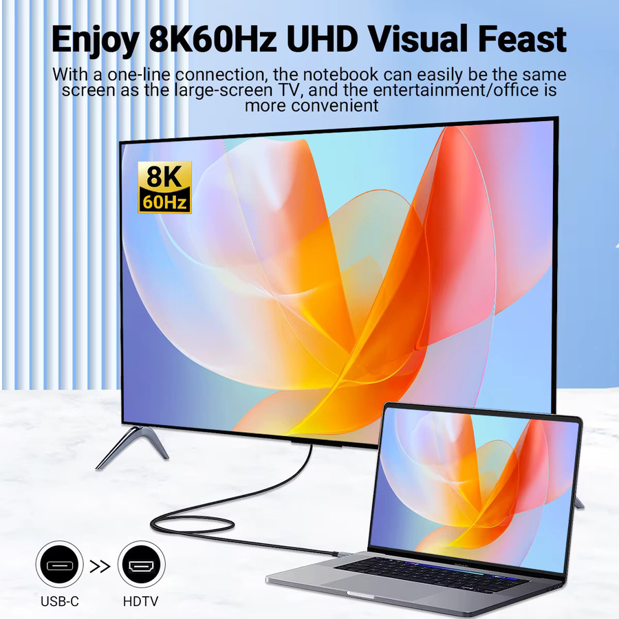 Gopala USB-C auf HDMI-Kabel für 8K@60Hz und 4K@120Hz, Adapter für MacBook, iPad, iPhone und Samsung - Bild 2