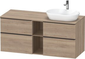 Duravit Waschtischunterschrank D-Neo in Weiß und Braun mit Ei-Marmor-Optik, Breite: 140 cm, Tiefe: 55 cm, Höhe: 55 cm - Bild 1