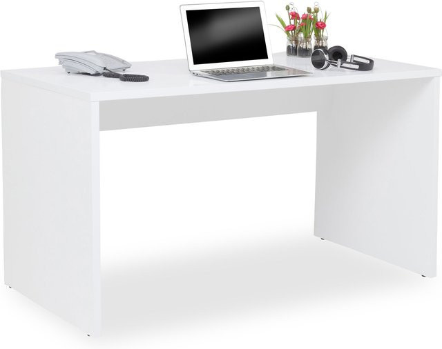 Moderner Schreibtisch PAIDI in Weiß mit rechteckiger Arbeitsfläche, B/T/H: 130 x 70 x 73 cm - Bild 1