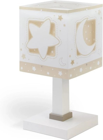Dalber LED Nachttischlampe für Kinder mit Luna und Sterne Motiv in Beige und Transparent
