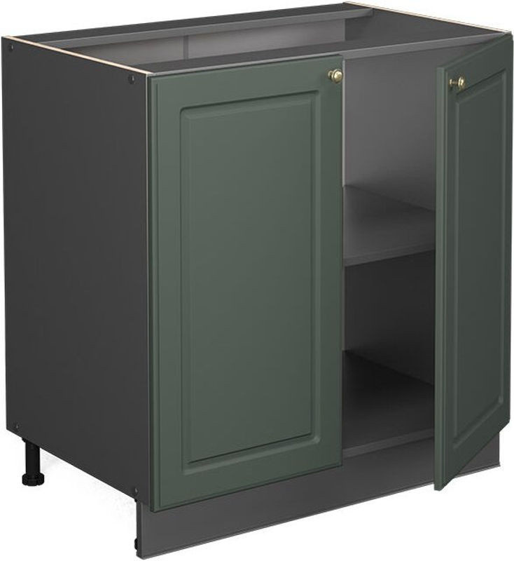 Spülenunterschrank Vicco Fame-Line Landhaus in Grün und Anthrazit mit Regal und Drehtüren, B: 80 cm, H: 82 cm, T: 60 cm - Bild 1