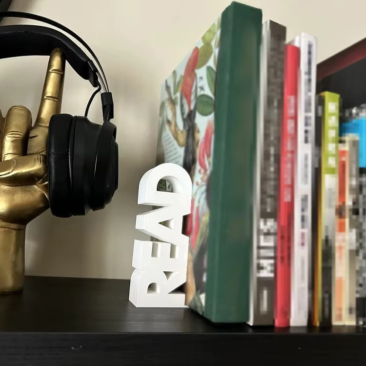 Modernes Buchstützenset READ & BOOK aus Kunststoff in Weiß für deinen Schreibtisch und zur Organisation deiner Bücher - Bild 3