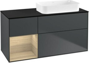 V&B Waschtischunterschrank Finion mit offener Regalöffnung rechts, matt blau lackiert, B/T: 120 x 60 cm - Bild 1