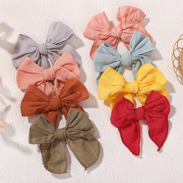 KIDS BOWS Haarclips Leinen Bogen, 10er Set, Kinder - Bild 1