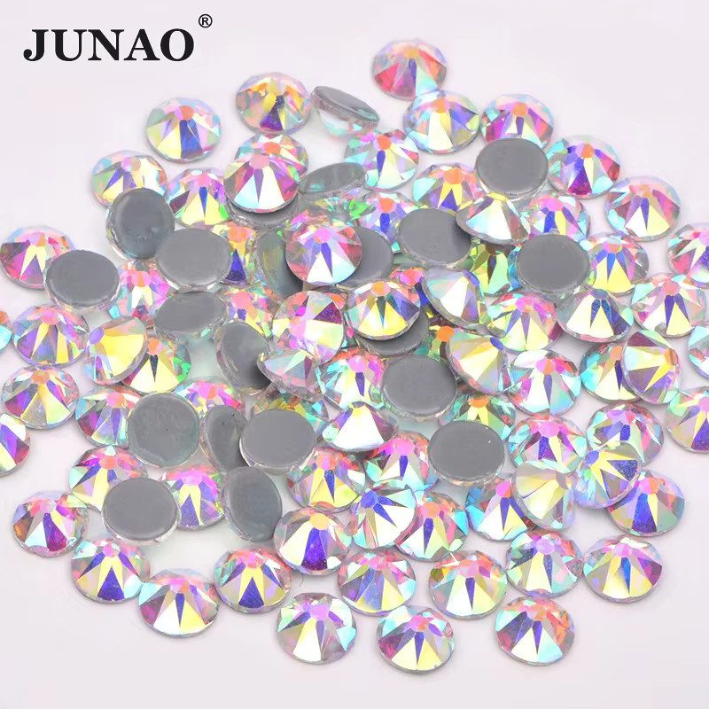 Junao Hotfix Strass Steine aus Glas und Metall in verschiedenen Größen SS16 SS20 SS30, transparent und mehrfarbig - Bild 3