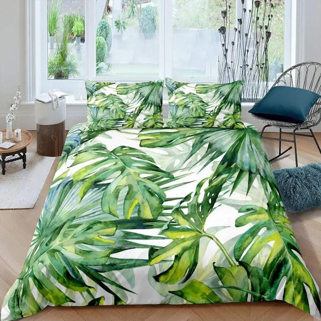 Lodestar Bettwäsche-Set mit Bananenbaum-Motiv in Grün, 3-teilig aus Polyester, B/H: 264 x 228 cm - Bild 1
