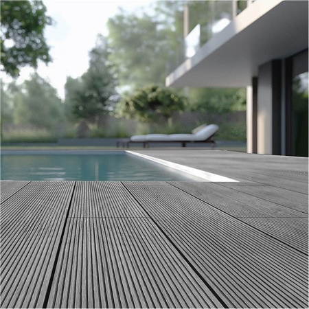 HOME DELUXE WPC Terrassendielen Komplettset SAMANA inklusive Unterkonstruktion, Hellgrau, 20 m²