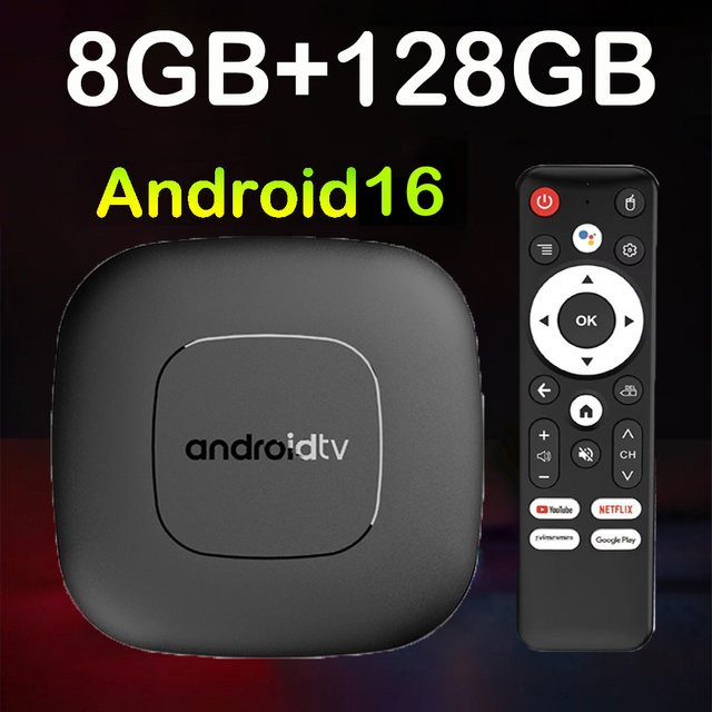 Smart TV Box T1 8K Android Media Streamer mit Sprachfernbedienung und Bluetooth 6.0 in Schwarz - Bild 1