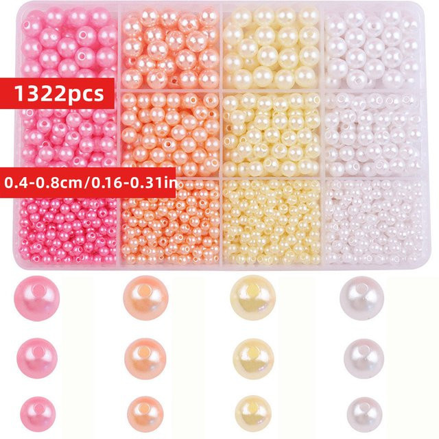QYWCTZ Perlen-Set, rosa und weiße runde Perlen, Unisex - Bild 1