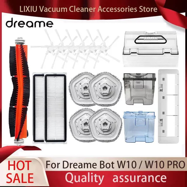 Dreame Bot W10 und W10pro Zubehör Set mit Hauptseitenbürste, HEPA-Filter und Mopp-Tüchern als Ersatzteile - Bild 1