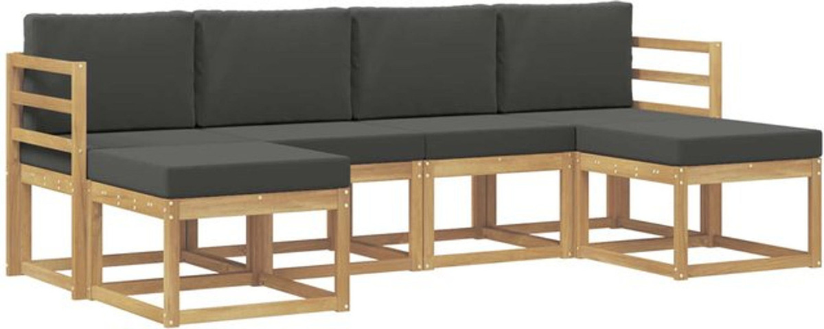 Modernes 6-teiliges Outdoor-Sofagarnitur Loungemöbel von vidaXL aus Polyester in Weiß und Anthrazit - Bild 1