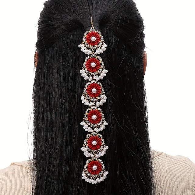 Haarspange LChome, Blumenmuster, schwarz, Damen - Bild 1
