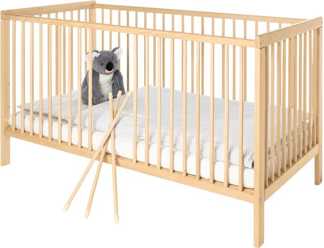 Pinolino Babybett Hanna aus Buche in Natur/Braun, B/T/H: 70 x 140 x 85 cm - Bild 1
