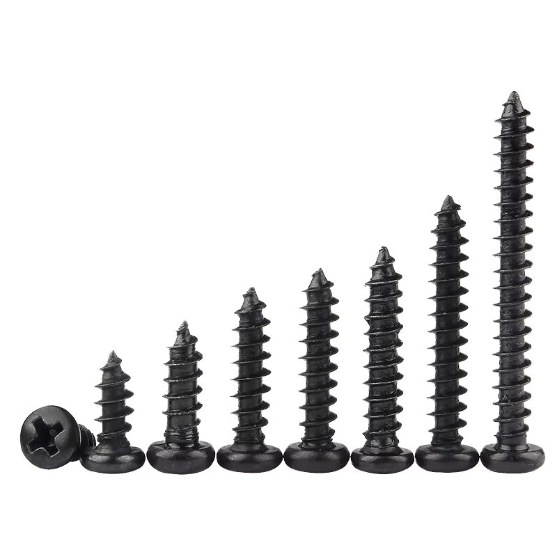 XMSJ Selbstschneidende Phillips Schrauben mit Rundkopf aus Stahl in Schwarz, 100er Set - Bild 2